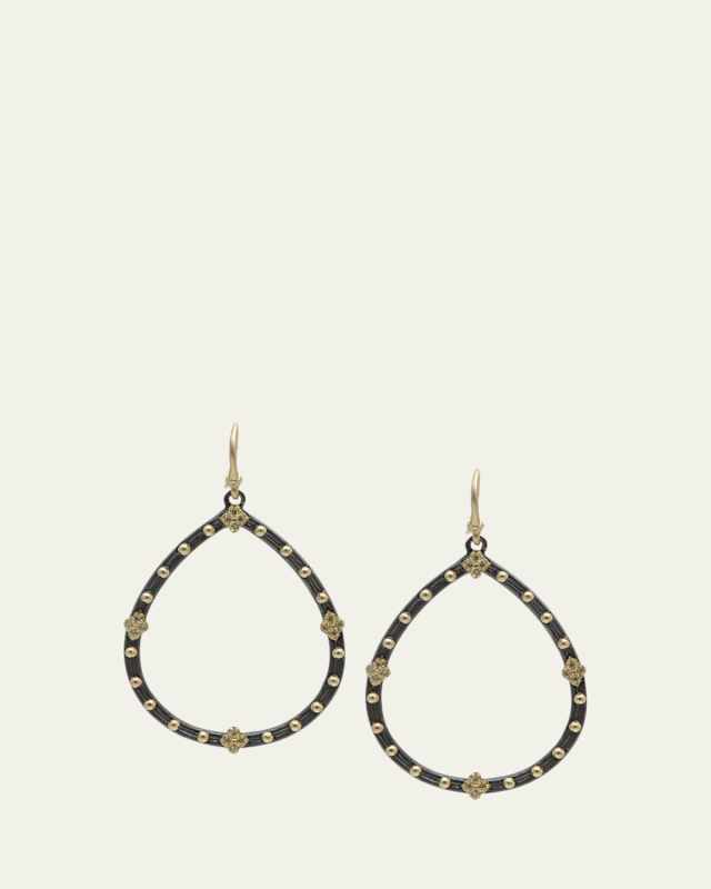 Old World Champagne Diamond Open Pear Earrings
